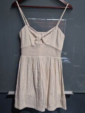 Roxy Cream Spaghetti-Strap Mini Dress with Knotted Bust